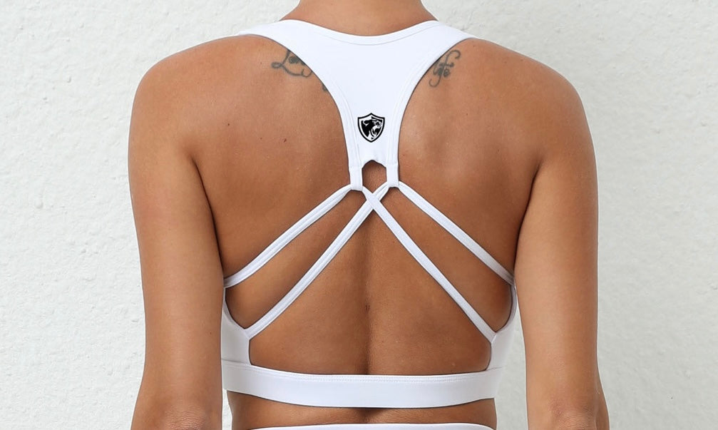 White Cross Over Sports Bra