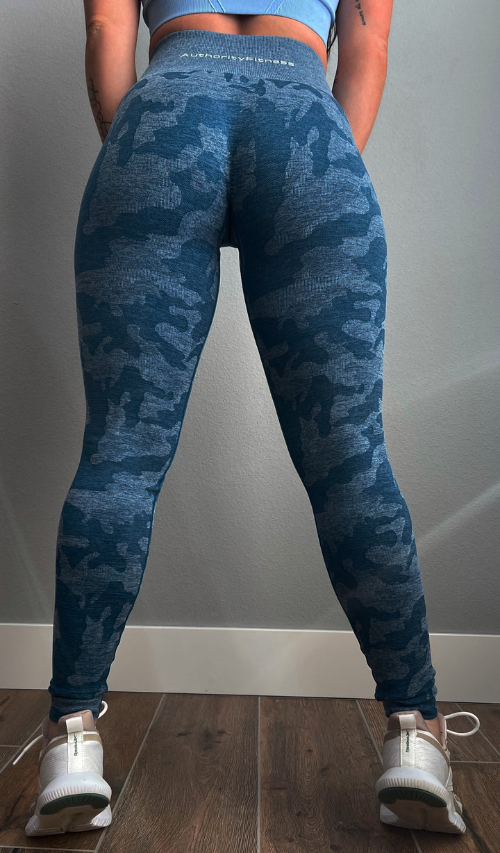 Space Blue Camo Defend Seamless Leggings - Authority Fitness