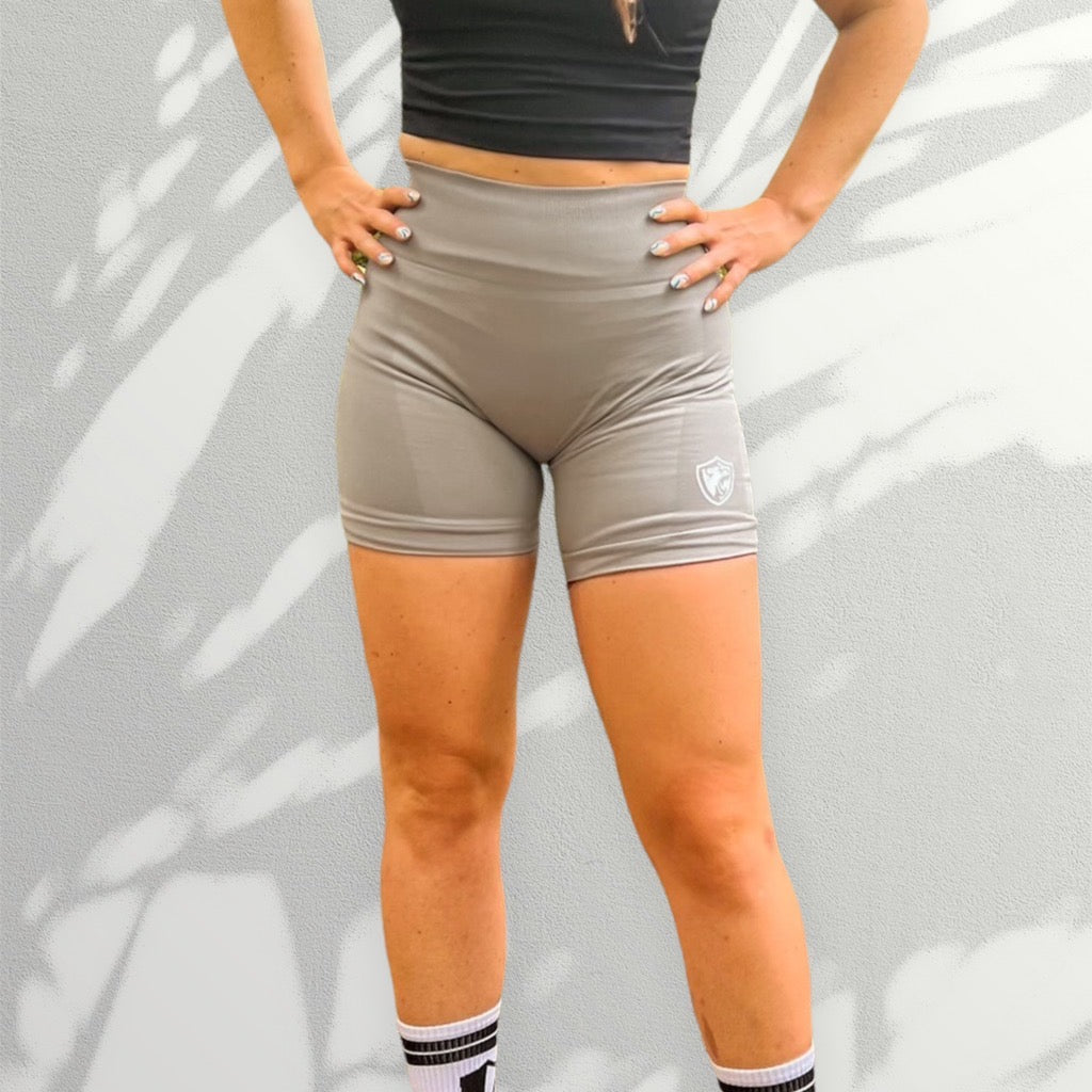 Smoke Gray Pulse Scrunch Shorts - Authority Fitness
