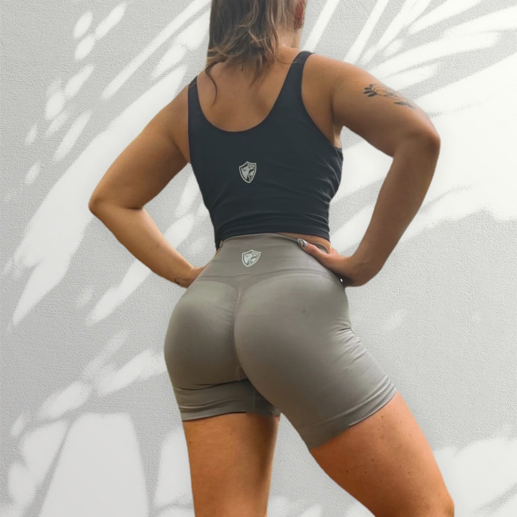 Smoke Gray Pulse Scrunch Shorts - Authority Fitness