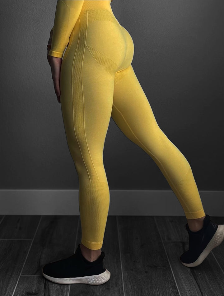 Command 1.0 High Rise Seamless Leggings: Yellow - Authority Fitness